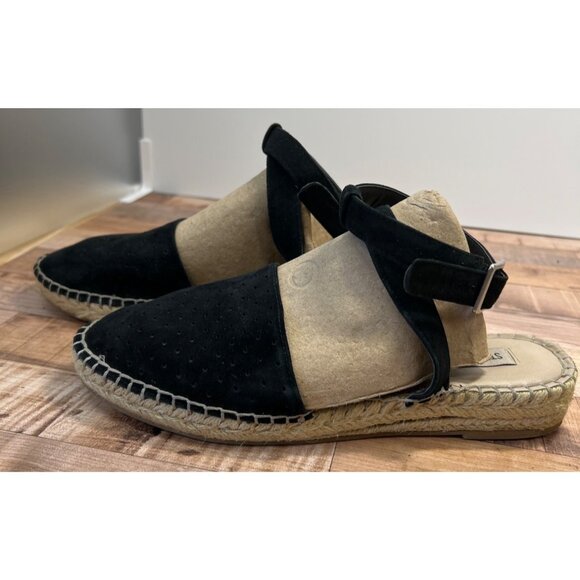 Steve Madden Womens Black Suede Espadrille Sandals With Ankle Strap 8M - Picture 1 of 4